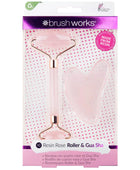 Brushworks HD Rose Quartz Resin Roller & Gua Sha