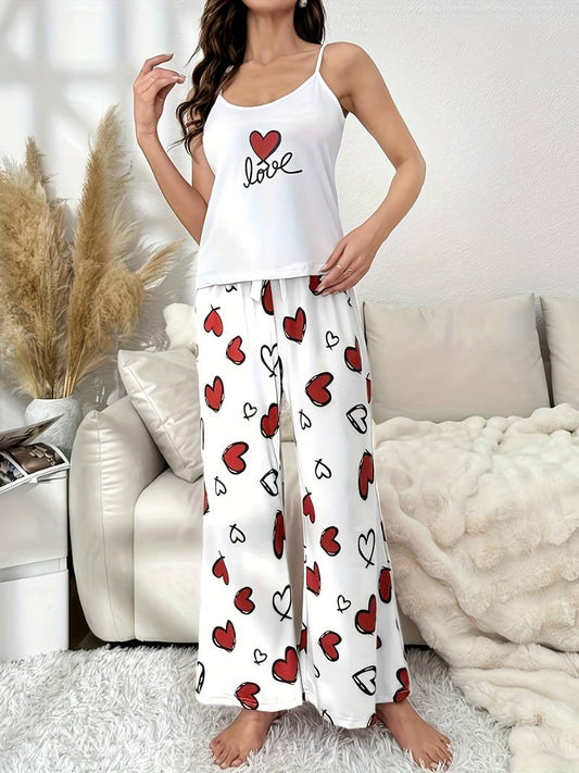 Heart & Letter Print Pyjama set