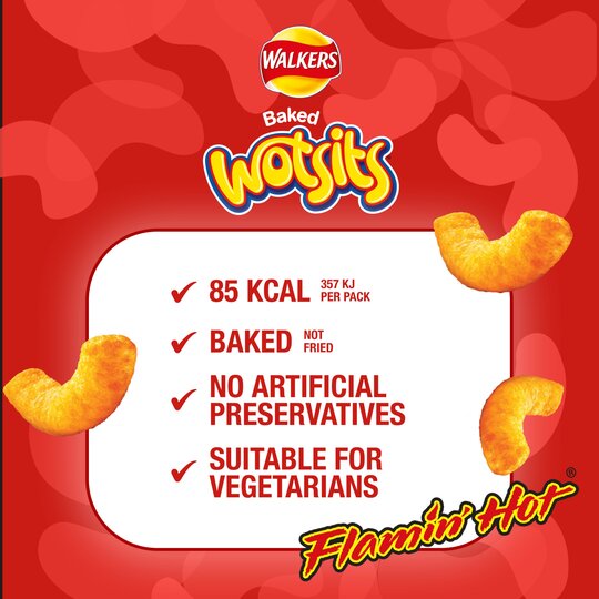 Walkers Wotsits Flamin Hot Snacks 6 X 16G