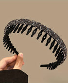 Vintage Velvet Sparkling Rhinestone Hair Hoops With Teeth