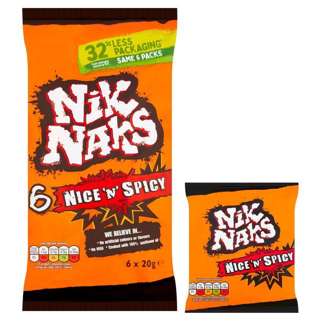Nik Naks Nice 'N' Spicy Crisps 6x20g
