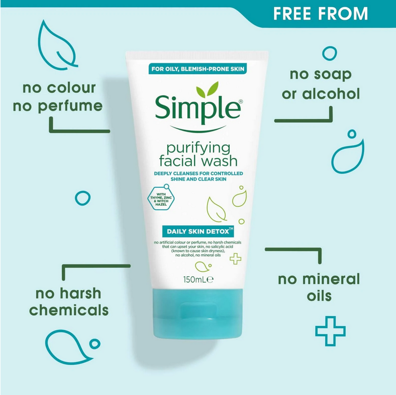 Simple Daily Skin Detox Purifying Face Wash 150ml