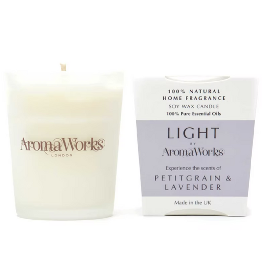 Aromaworks, Light Range Petitgrain and Lavendar Candle 75g